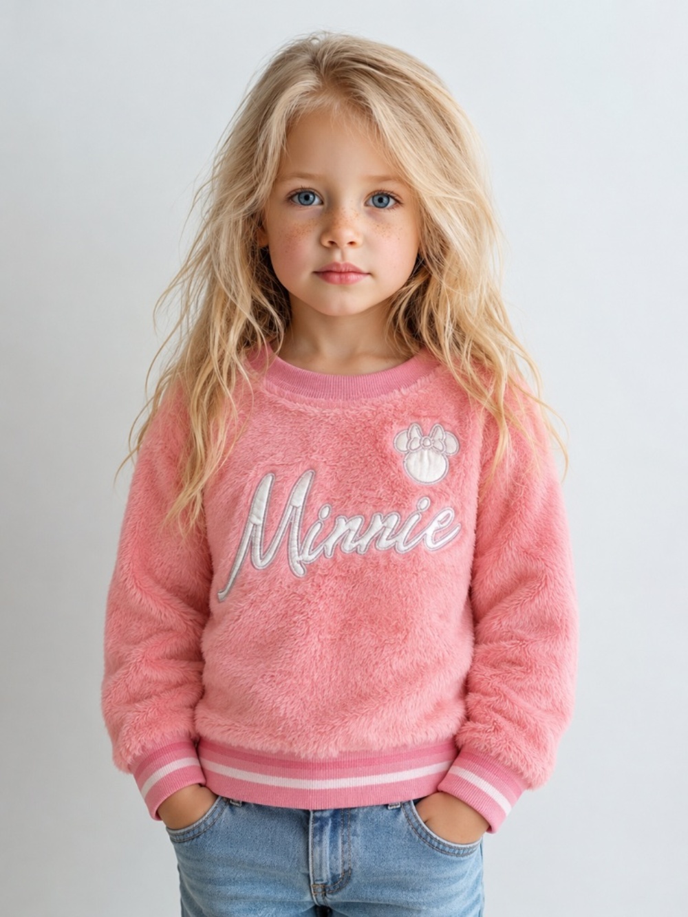 Minnie Mouse Girls Pink Plush Fleece Pullover Sweatshirt | 3T | NWT